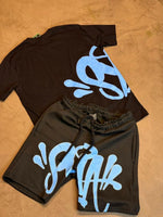 CONJUNTO SYNA CAMISETA - PRETO/AZUL