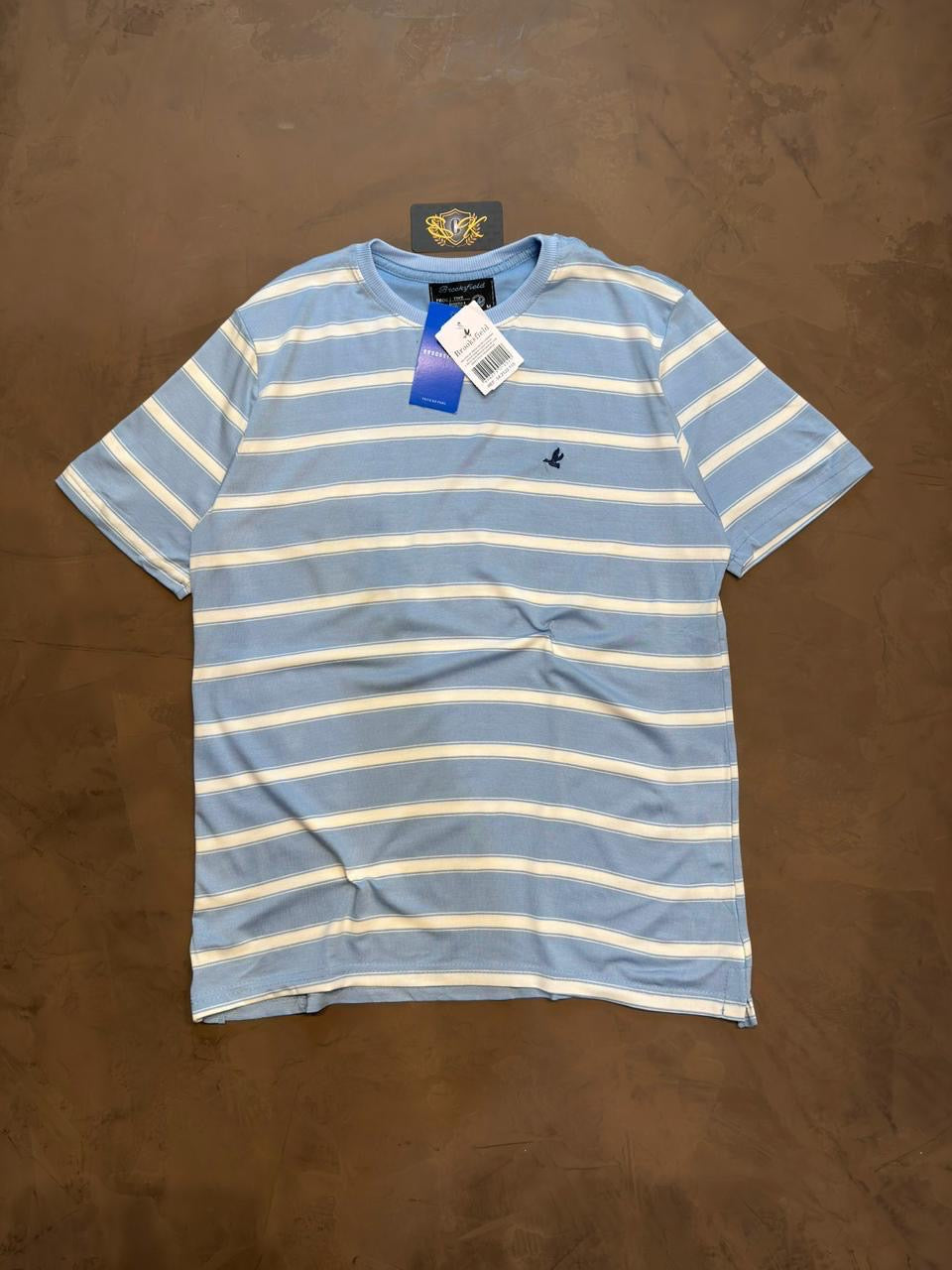 CAMISETA LISTRADA BROOKS PIMA - AZUL BEBE