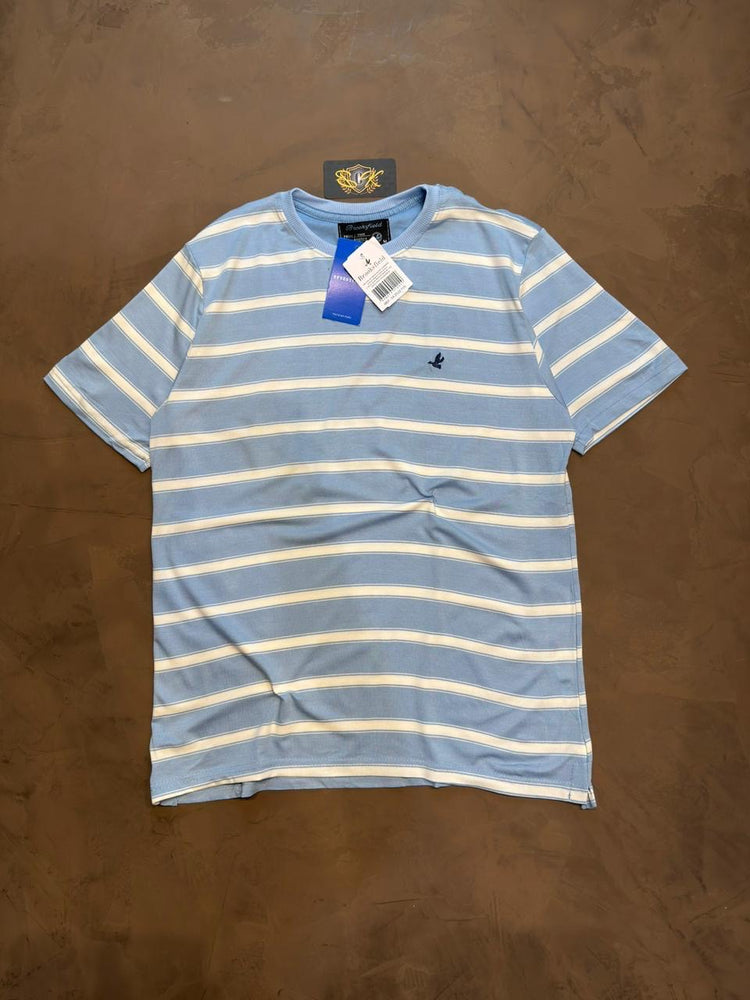 CAMISETA LISTRADA BROOKS PIMA - AZUL BEBE