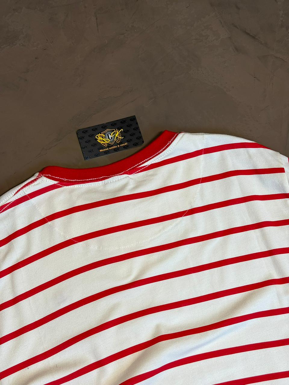 CAMISETA LISTRADA BROOKS - VERMELHO E BRANCO