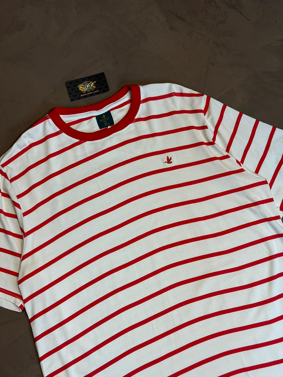 CAMISETA LISTRADA BROOKS - VERMELHO E BRANCO