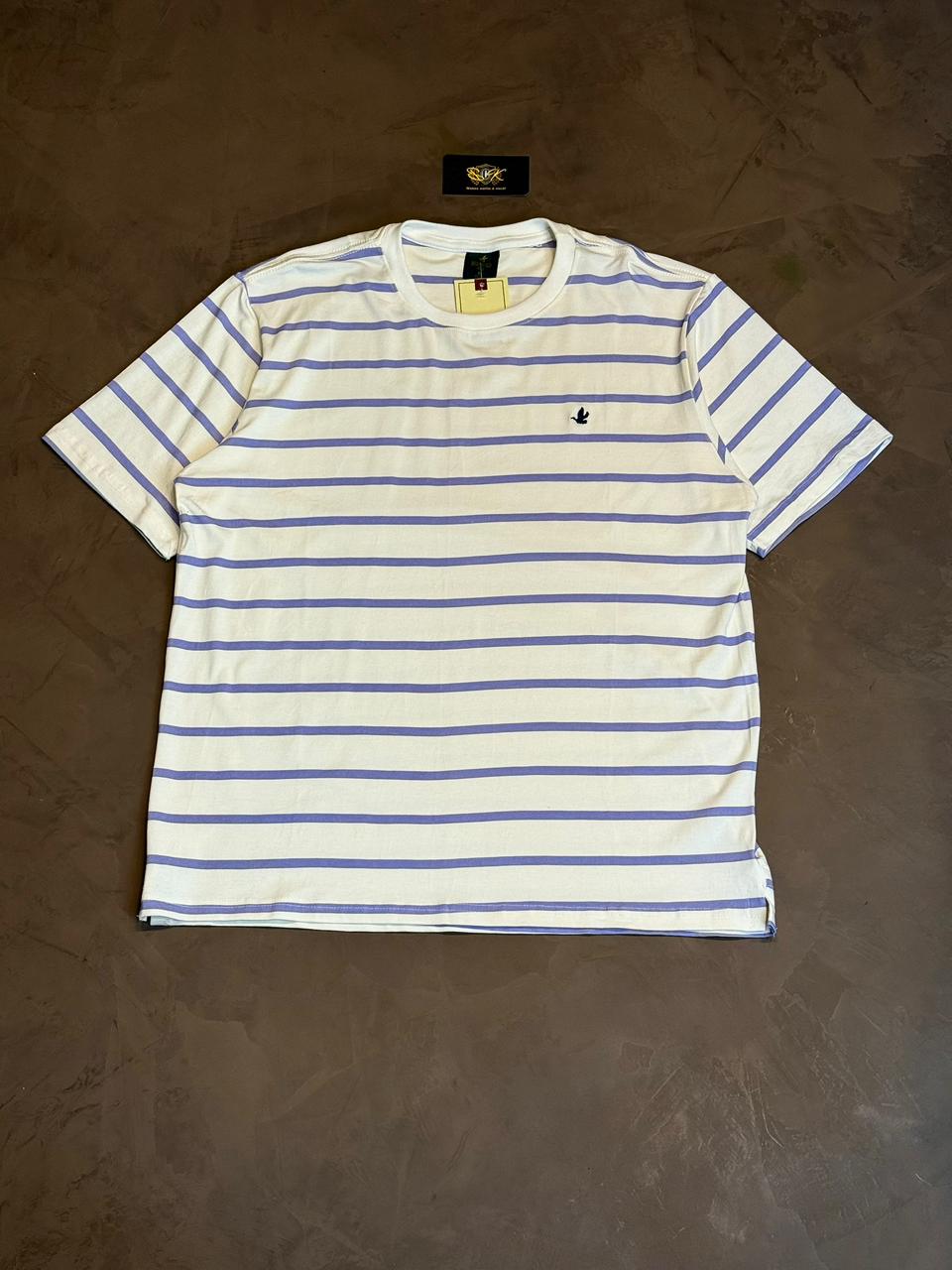 CAMISETA LISTRADA BROOKS - ROXO E BRANCO