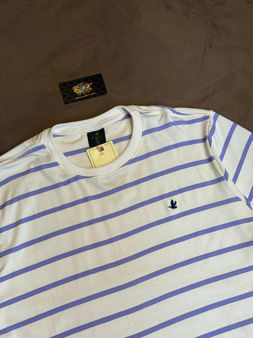 CAMISETA LISTRADA BROOKS - ROXO E BRANCO