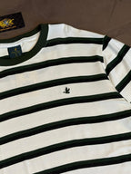 CAMISETA LISTRADA BROOKS - VERDE MILITAR E BRANCO