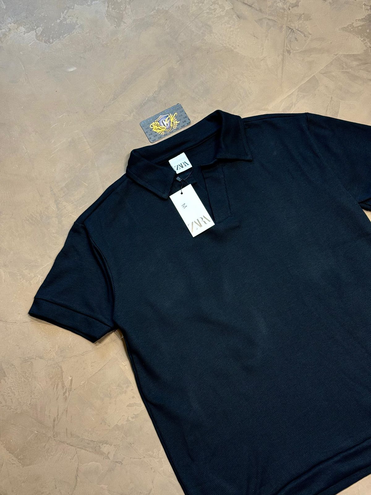 CAMISETA POLO MALHA TRANÇADA ITALIANA - PRETO