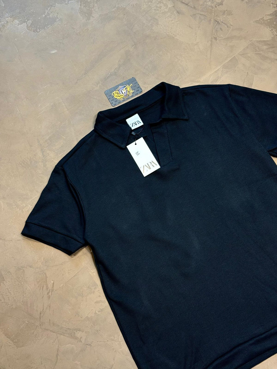 CAMISETA POLO MALHA TRANÇADA ITALIANA - PRETO