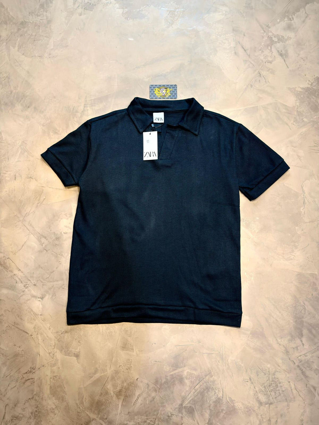 CAMISETA POLO MALHA TRANÇADA ITALIANA - PRETO