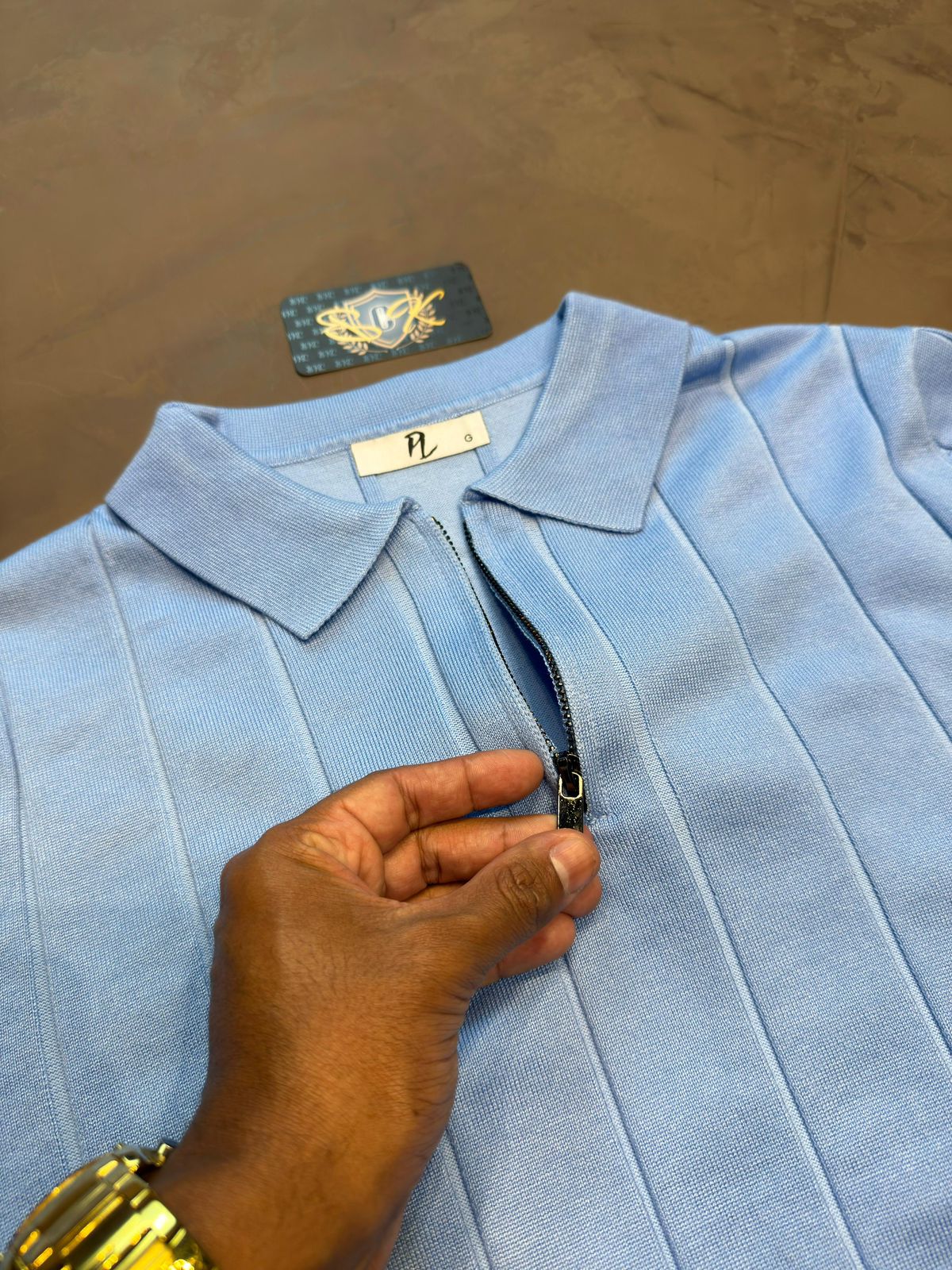 POLO MANGA LONGA C/ZÍPER - AZUL BEBÊ