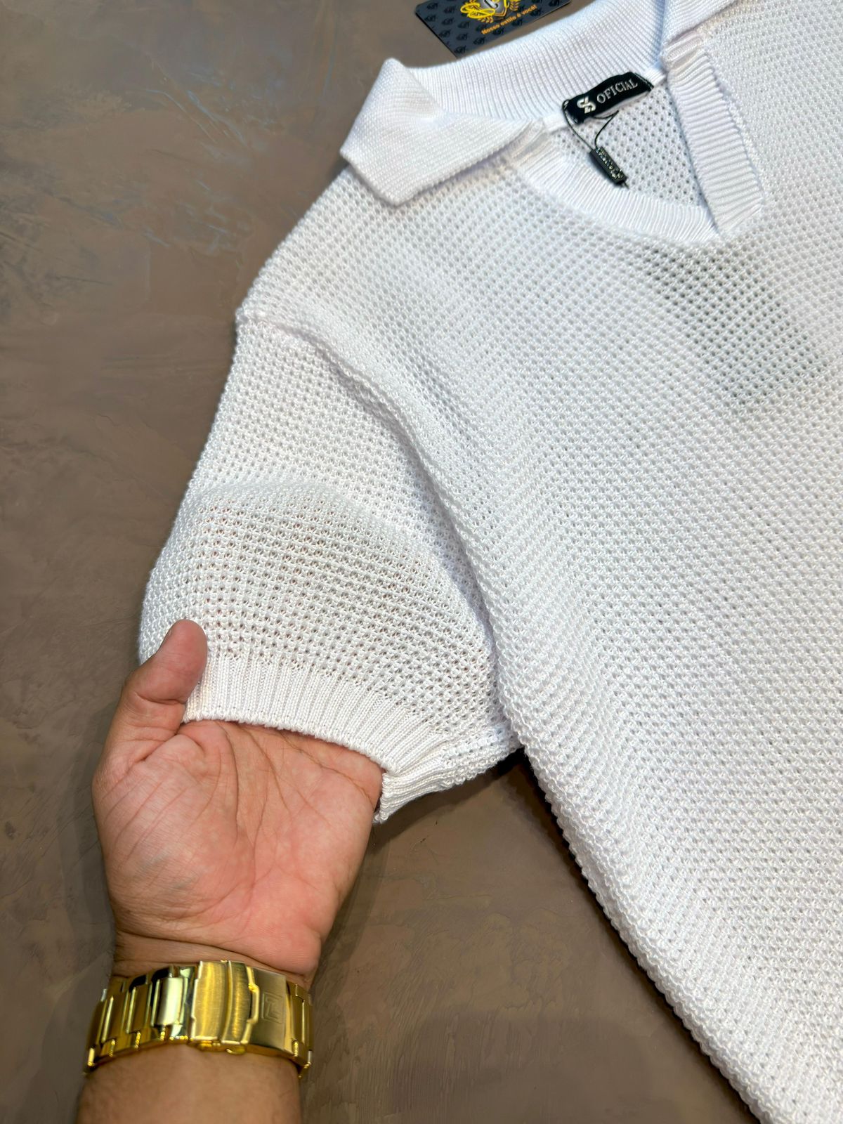 POLO TRICOT COSTURA ITALIANA - BRANCA