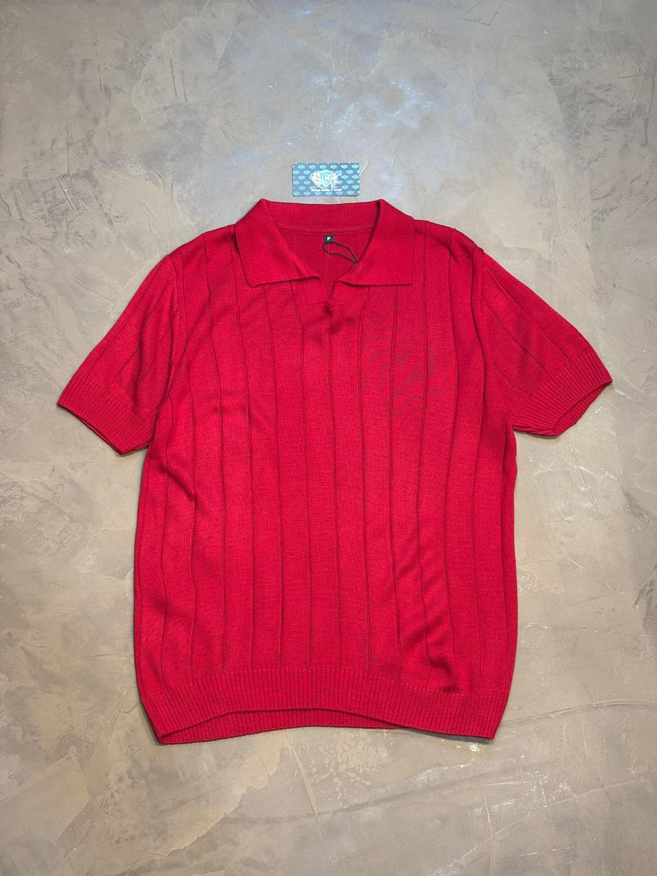 CAMISETA POLO CANELADA - VERMELHO