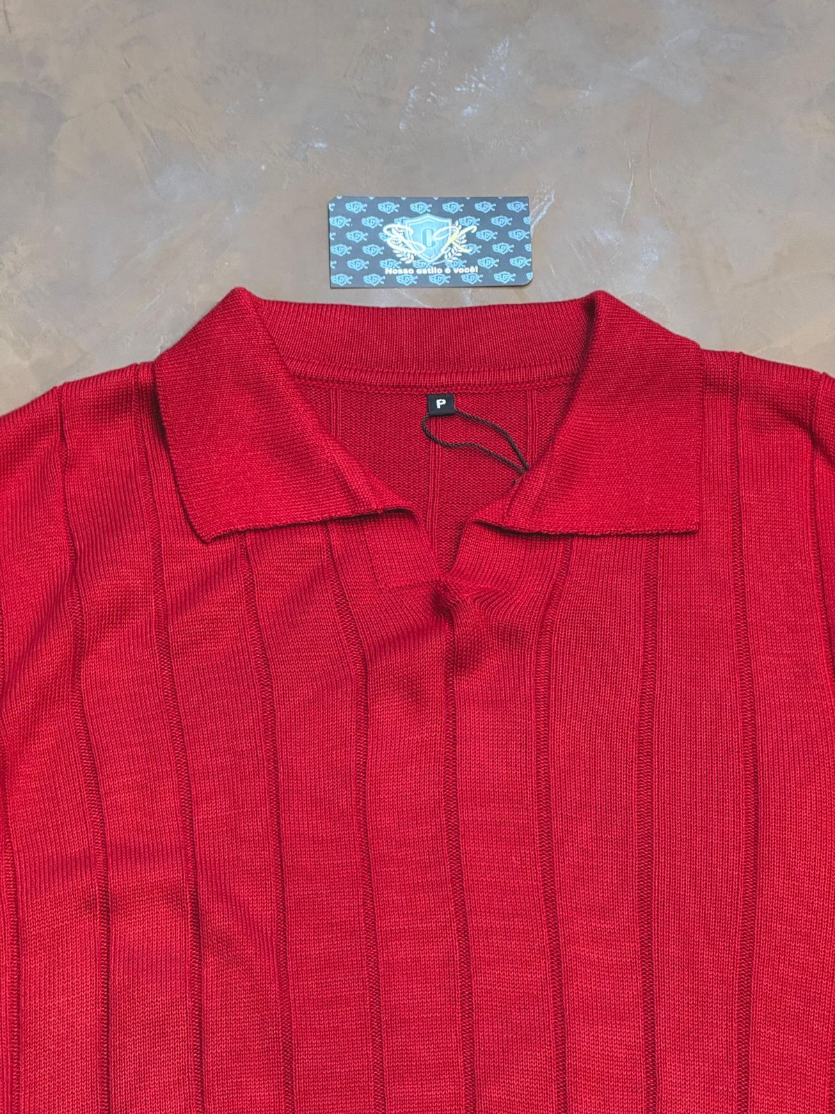 CAMISETA POLO CANELADA - VERMELHO