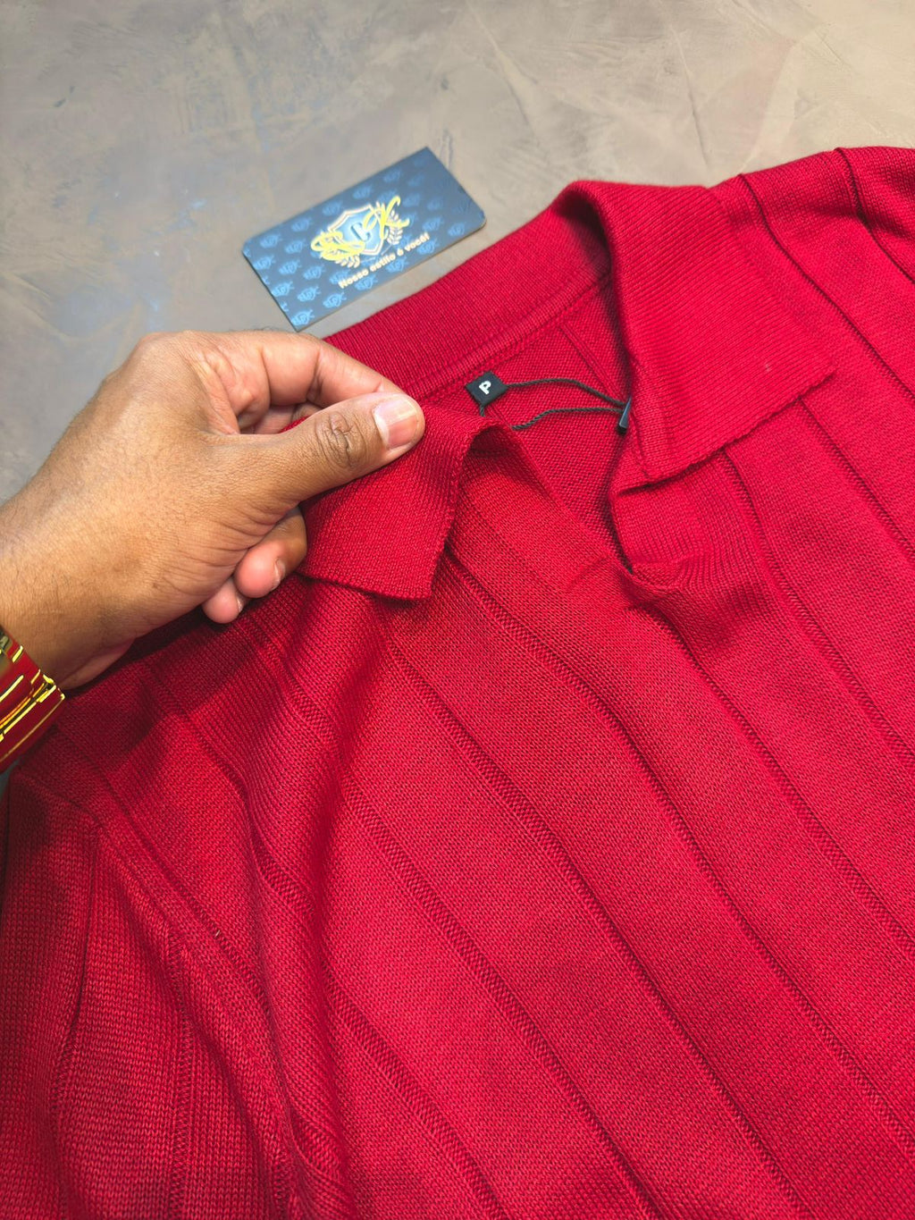 CAMISETA POLO CANELADA - VERMELHO