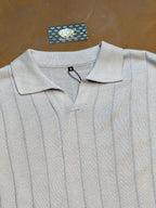 CAMISETA POLO CANELADA - AZUL SALINA
