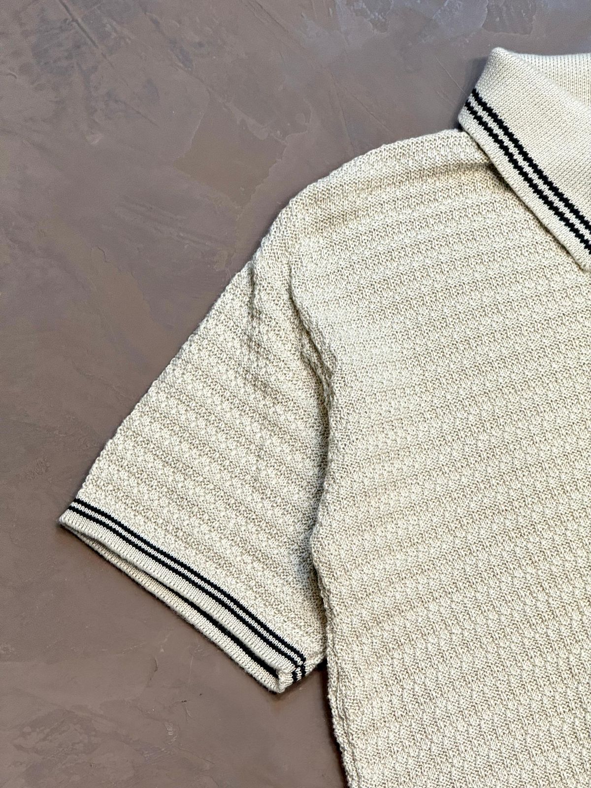 POLO TRICOT COSTURA ITALIANA - BEGE