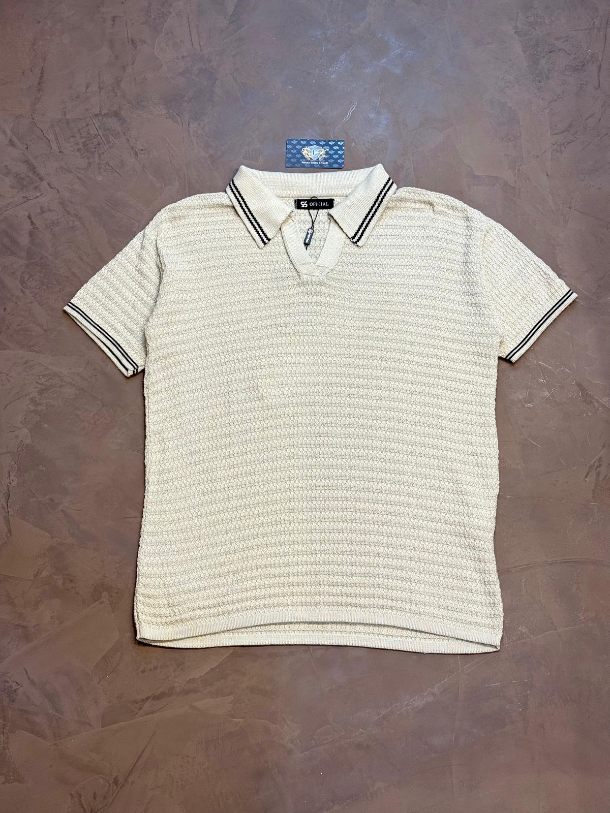 POLO TRICOT COSTURA ITALIANA - BEGE