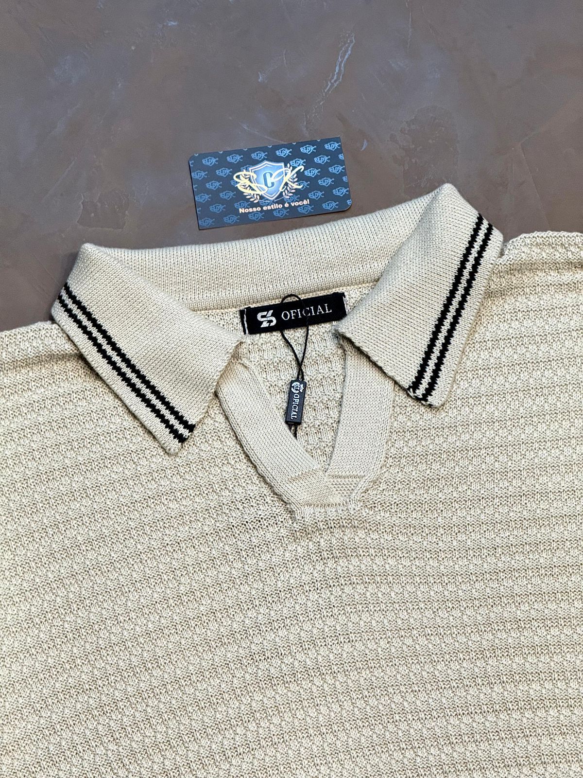 POLO TRICOT COSTURA ITALIANA - BEGE