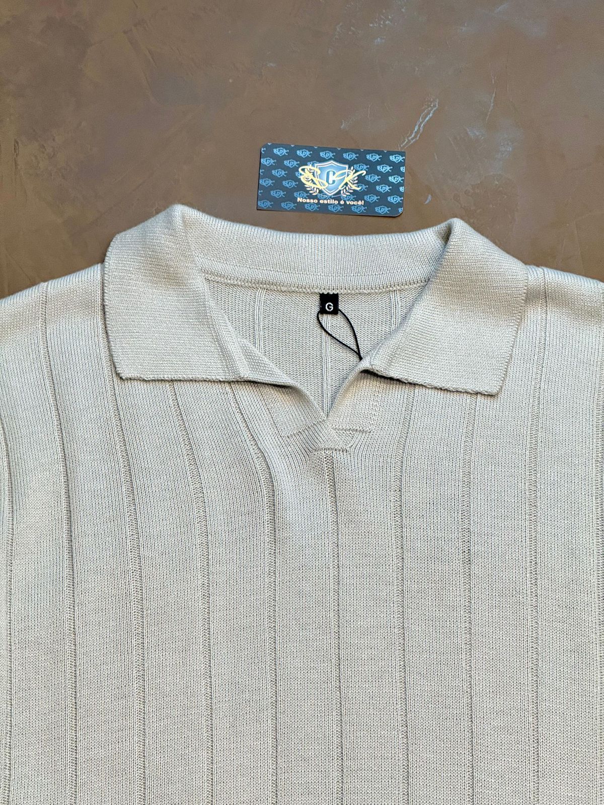 CAMISETA POLO CANELADA - CINZA